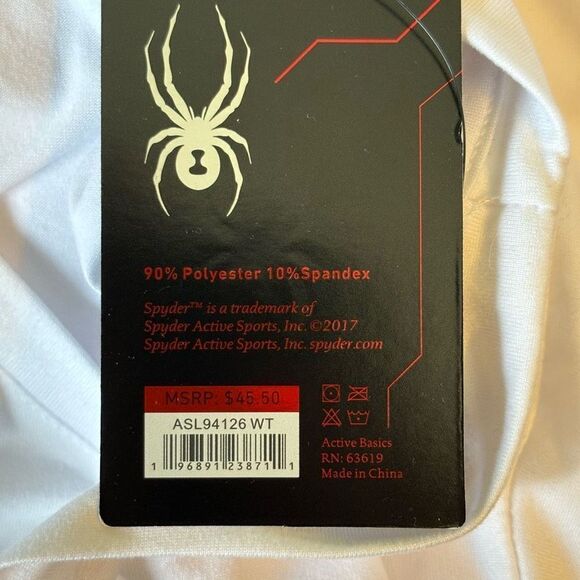 Spyder Active Base Layer Long Sleeve White Shirt Mens Crew Neck Size Small - Picture 5 of 5